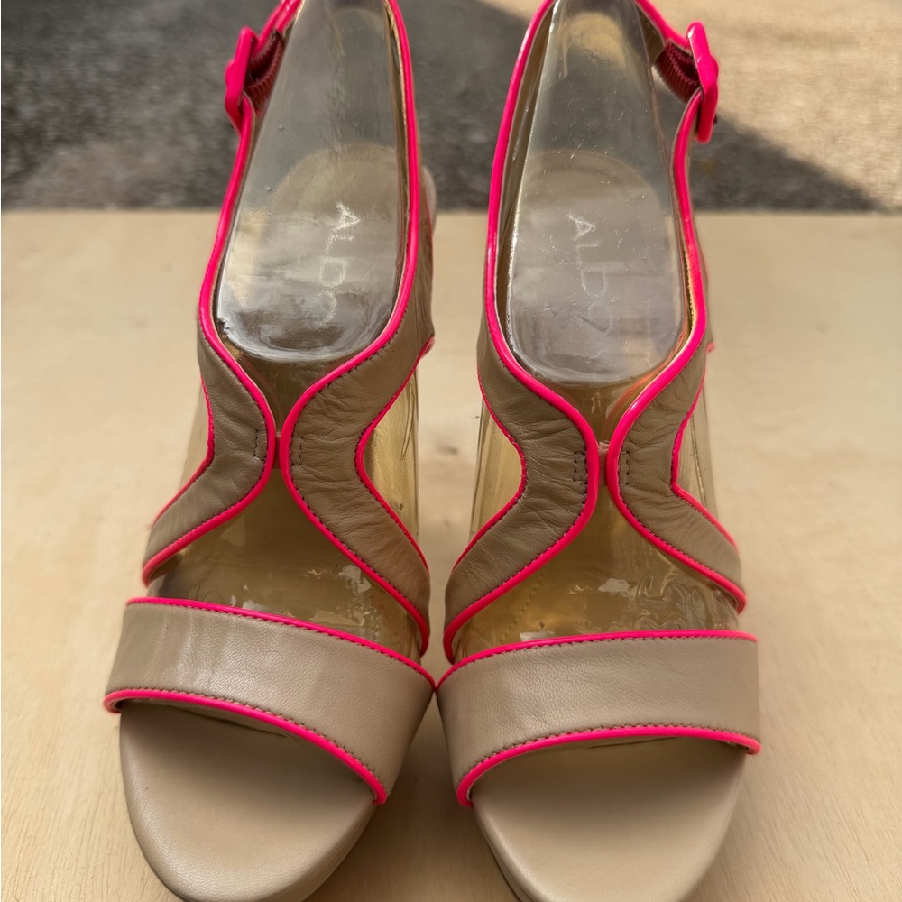 Aldo Beige and Pink Strappy Heels